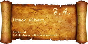Homor Albert névjegykártya